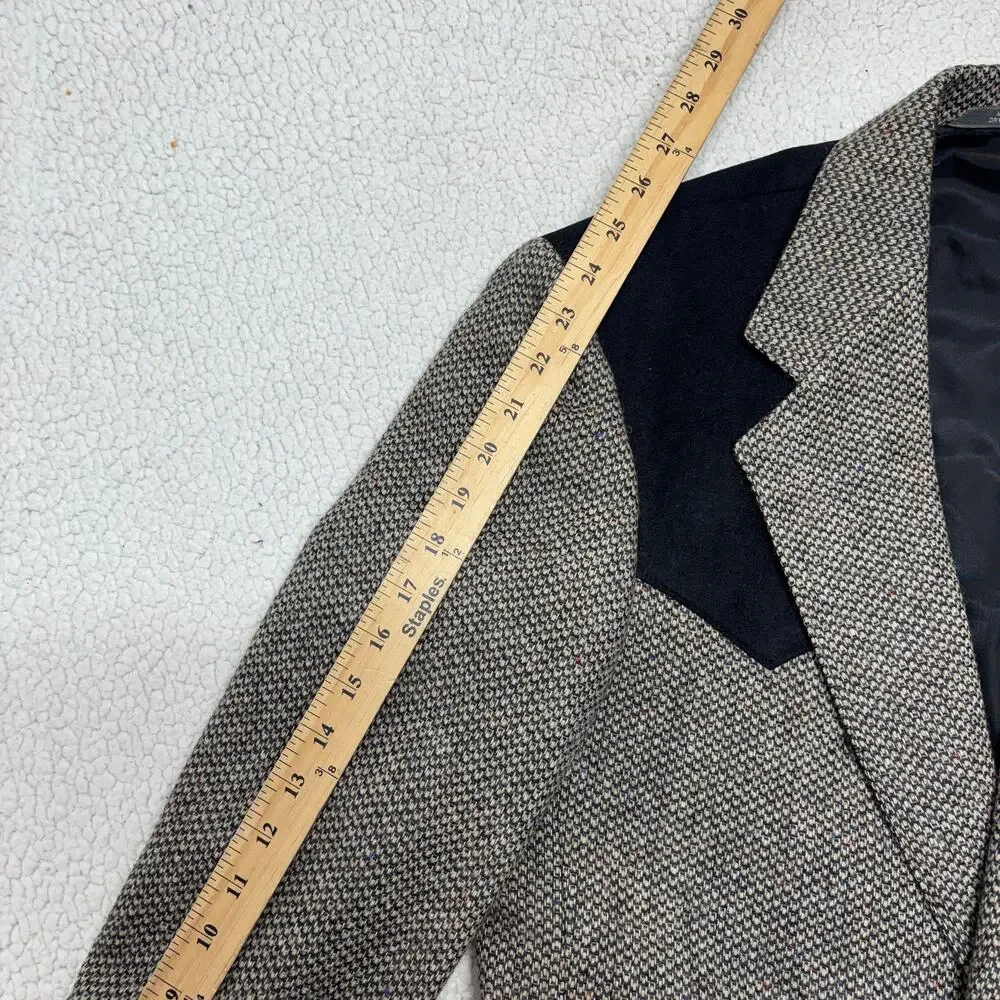 Vintage Taos Country Sport Coat Mens 42 Gray Wool USA Western Collection Blazer